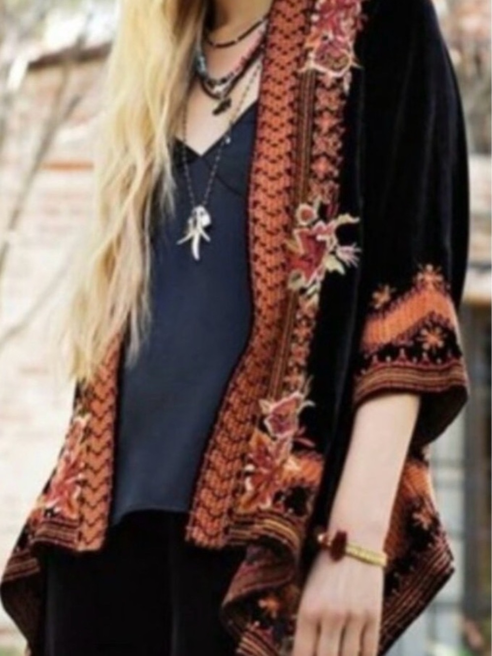 Johnny Was Elim heavily embroidered Velvet Kimono